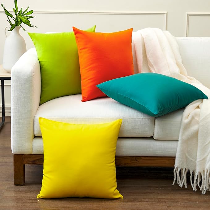 Encasa XO Throw Pillow Covers 20x20 in Set of 2 Orange | No Inserts | Cotton Pillow Covers for Living Room, Bed, Sofa, Couch | Decorative Cushion Covers with Improved Zipper