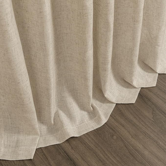 Taupe Burlywood Linen 112 Inch Curtains for Living Room Light Filtering Semi Sheer Curtain Back Tab Rustic Modern Farmhouse Decor Drapes Floor to Ceiling High Window for Bedroom 52x112, 2 Panels