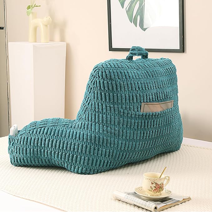 Large Reading Pillow for Sitting Up with Arms,Olive Corduroy | Back Pillow for Adults Backrest,19" Sitting Pillow Supports Reading,Gaming & Relaxing in Bed,Couch,Floor Corners