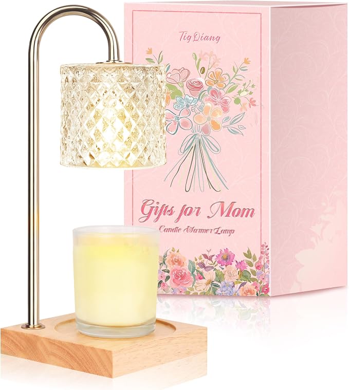 TigQiang Candle Warmer Lamp with Timer Dimmer, Birthday Gifts for Women Mom, House Warming Gifts, Elegant New Home Decor, Wax Warmer for Jar Candles, Heater Lamp for Scented Wax, Clear Glass