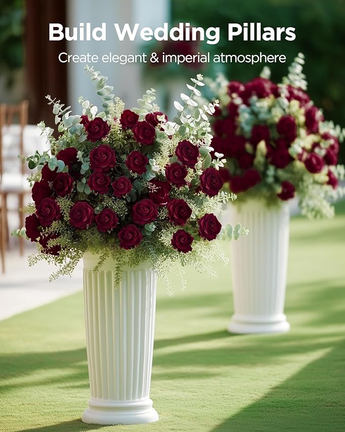 InnoGear 50 Pcs Burgundy Roses Artificial Flowers, Fake Velvet Silk Red Rose Bulk Faux Flower for Decoration Wedding Centerpieces Proposal Bridal Bouquets Shower Party Home Floral Decor (50, Burgundy)