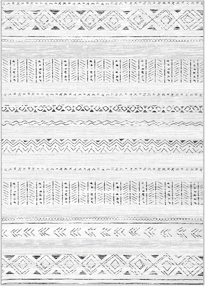 cotiled 7x9 Area Rug Living Room: Washable Boho Rugs with Non Slip Backing Large Soft Indoor Stain Resistant Carpet for Bedroom Farmhouse Dining Room Lightweight Home Decor Dark Grey