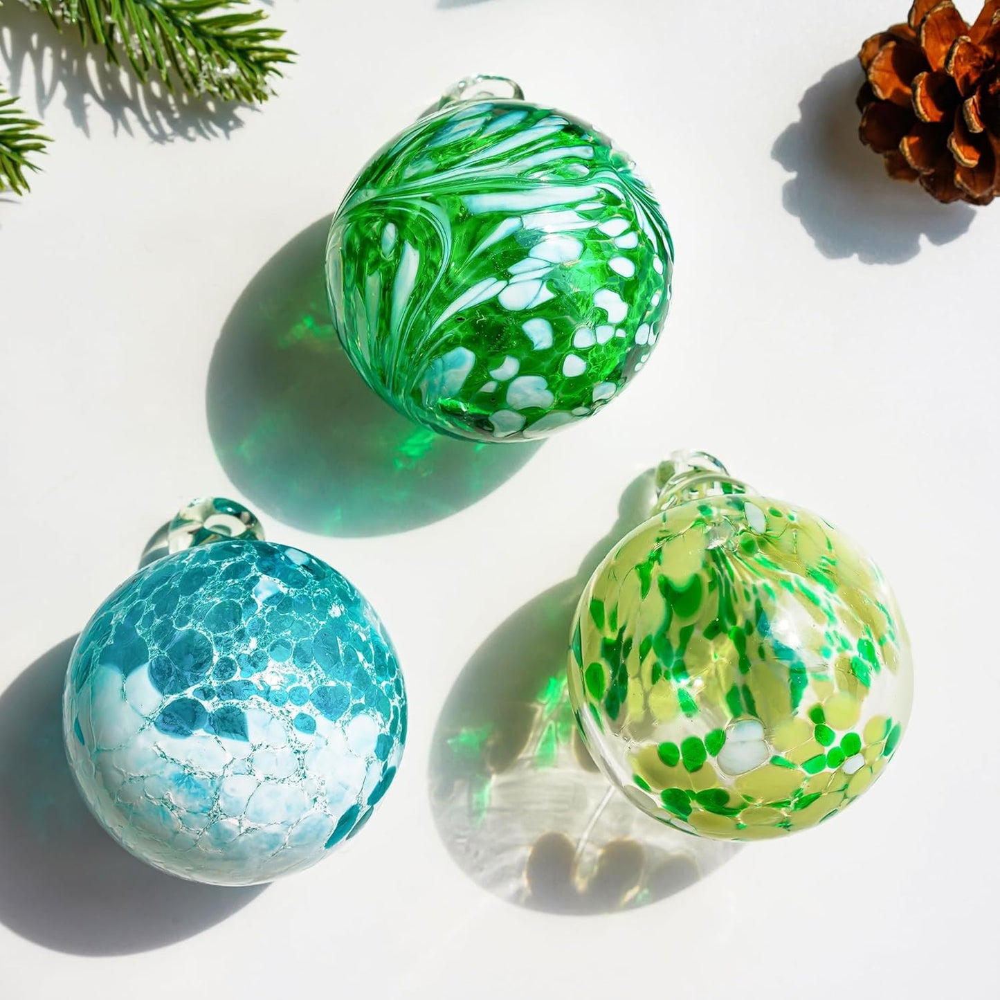 3pcs Hand Blown Glass Gazing Balls Hanging Friendship Ball Decor for Home Garden Patio