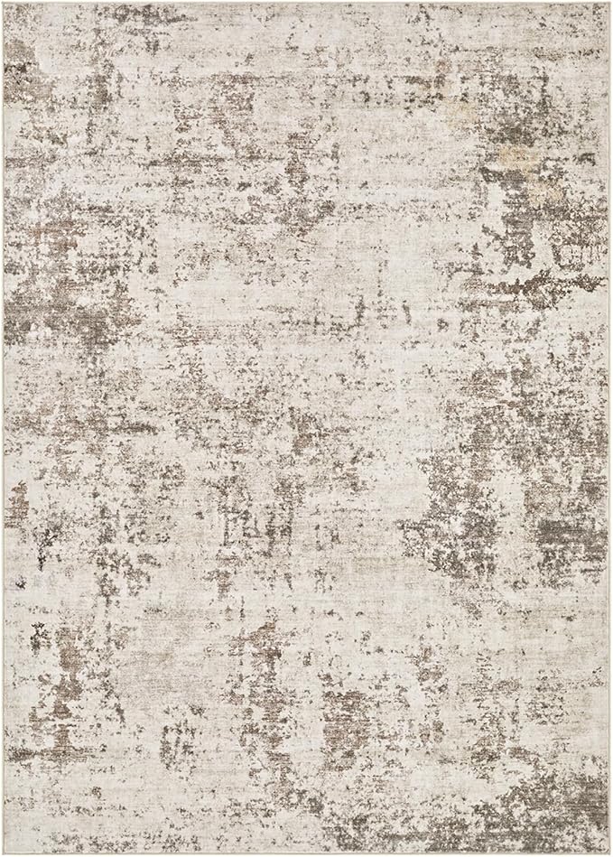 UERMEI 8x10 Area Rug Living Room Rugs - Washable Neutral Modern Abstract Soft Thin Large Rug Indoor Floor No Slip Rug Carpet for Bedroom Under Dining Table Home Office Decor - Dark Brown