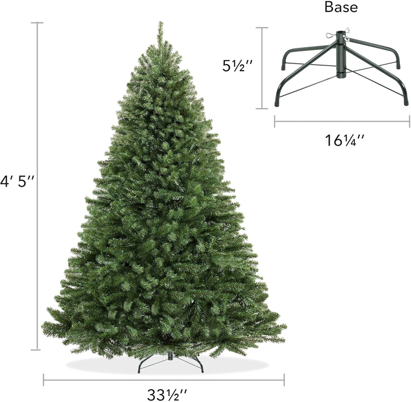 Casafield 4.5FT Realistic Green Spruce Artificial Holiday Christmas Tree with Sturdy Metal Stand