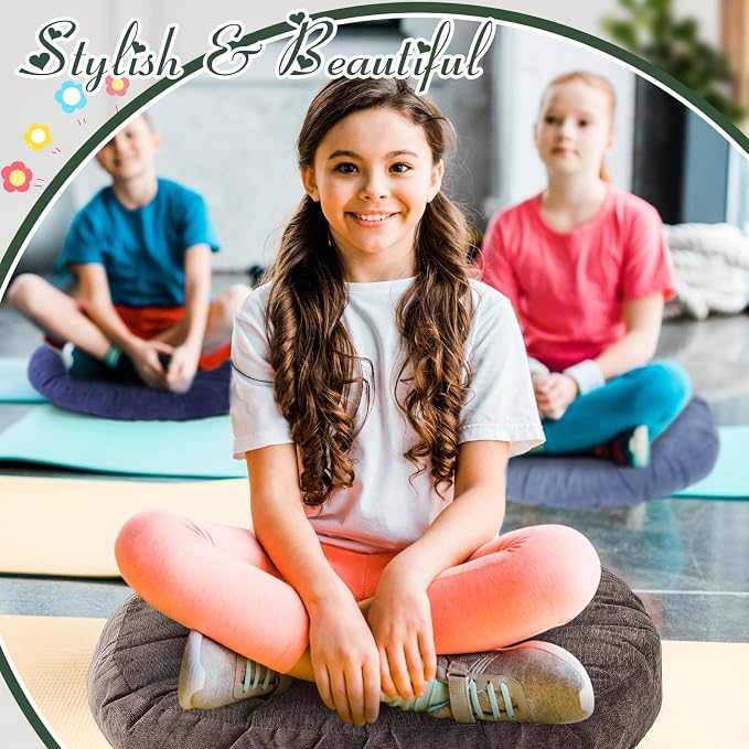 Jerify 6 Pcs Floor Pillow Cushions Large Round Square Large Meditation Floor Pillow for Classroom Adult Meditation Picnic Party Seating Learning Daycare School (Round,Dark Colors)