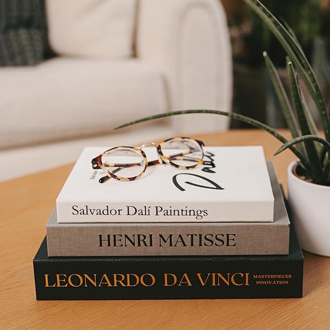 Elegant Linen Set of 3 Decorative Books for Home Decor Large Faux/Fake Books For Decoration Aesthetic Minimalist Coffee Table Décor Mantle Shelf Modern Entryway Table Bookshelf Storage Boxes