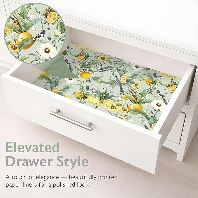 Scented Drawer Liners for Dresser Fragrant Paper Liner for Drawers Cabinet Shelf Linen Closet and Kitchen Scent Liners Non Adhesive (Golden Orchard)