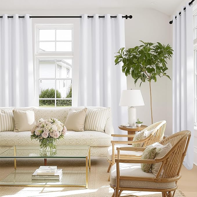 NICETOWN 100% Blackout 108 inch Curtains, Grommet Thermal Insulated Window Treatments Light Blocking Drapes for Bedroom/Living Room, W52 x L108, 2 Panels