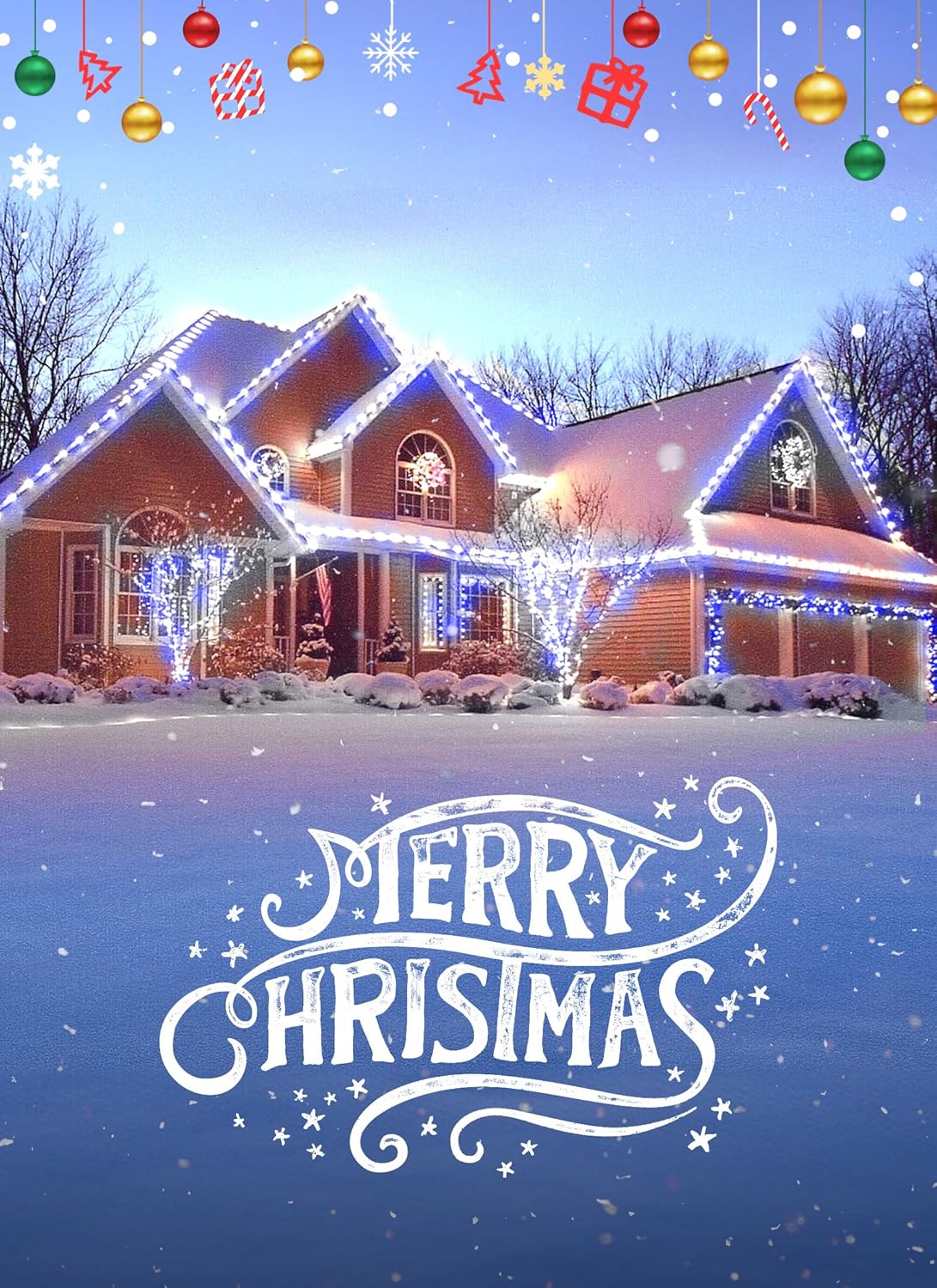 Minetom 100 Feet Led Christmas Lights,Blue White C9 Christmas String Lights Outdoor, 100 Strawberry Bulbs Connectable UL Certified for Indoor Outdoor Roofline Patio Holiday Party Backyard Xmas Decor