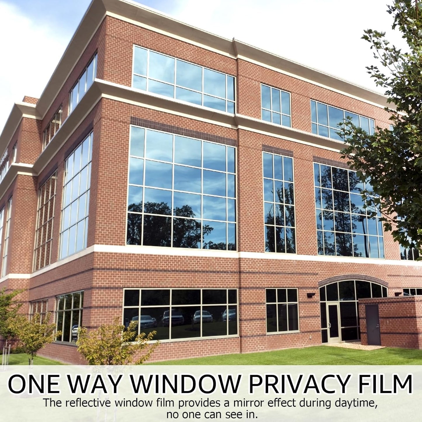 HIDBEA One Way Mirror Window Film ,Daytime Privacy Sun Blocking Reflective Window Film Static Cling Heat Control Window Tinting Film for Home and Office, Blue Silver, 35.4 x 98.4 Inch