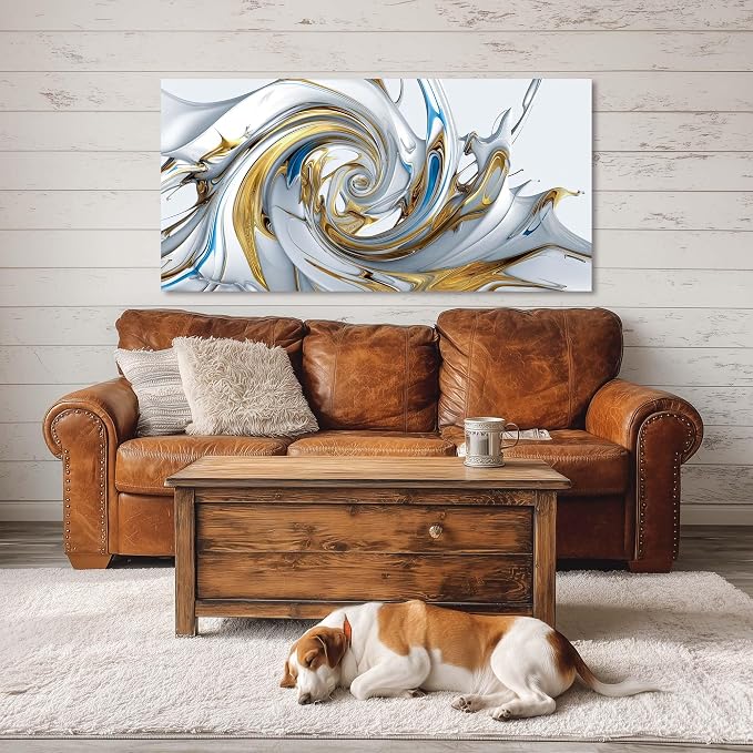 Ggaafet Gold Abstract Wall Art for Living Room Canvas Painting Prints Beautiful Liquid Vortex Art Deco Modern Artwork Office Bedroom Family Room Decor Large