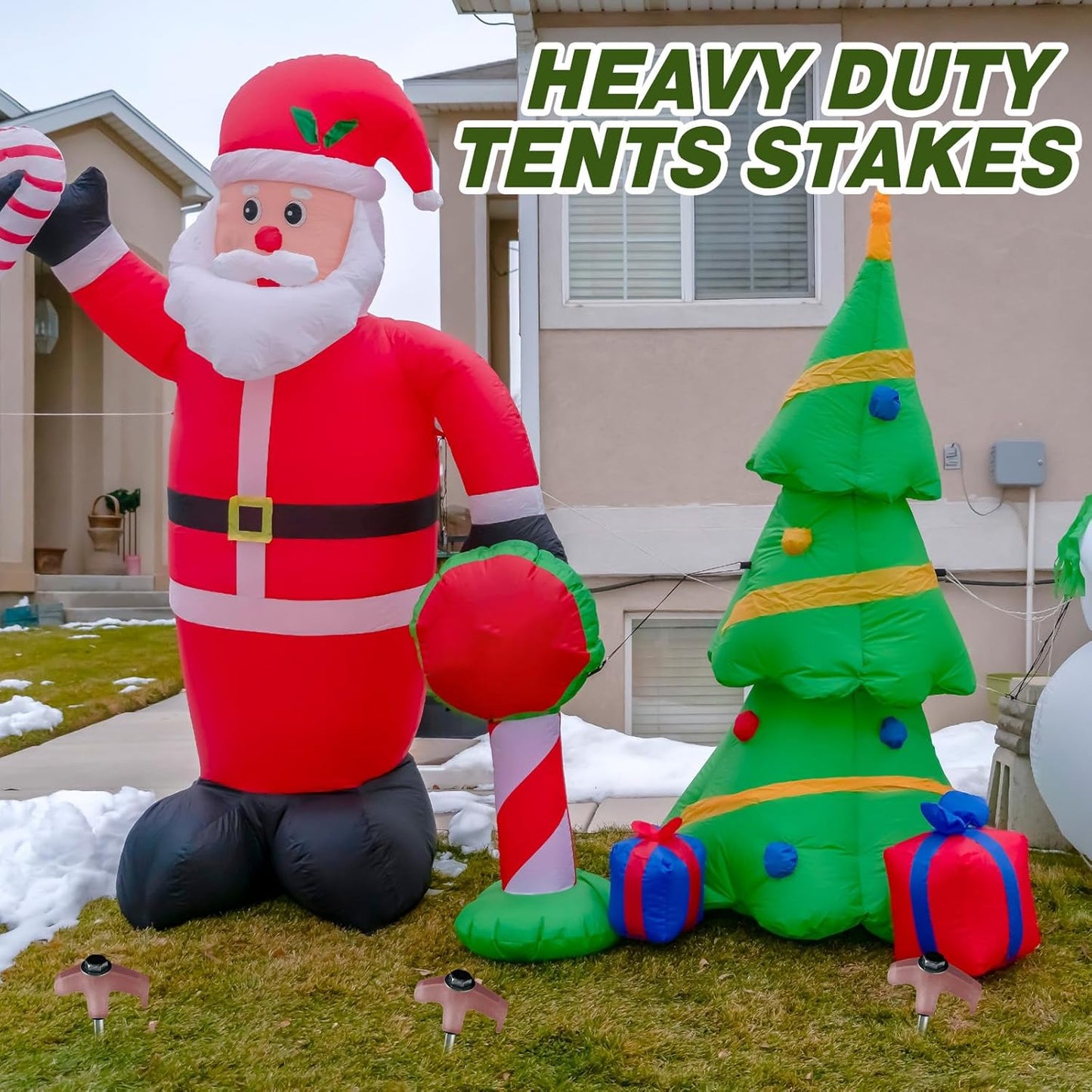 Hicarer 20 Pcs 20 Pcs 8'' Screw in Tent Stakes Heavy Duty Ground Metal Stakes for Inflatables with Hex Head Driver for Outdoor Camping Tent Inflatable Garden Decor (Brown)