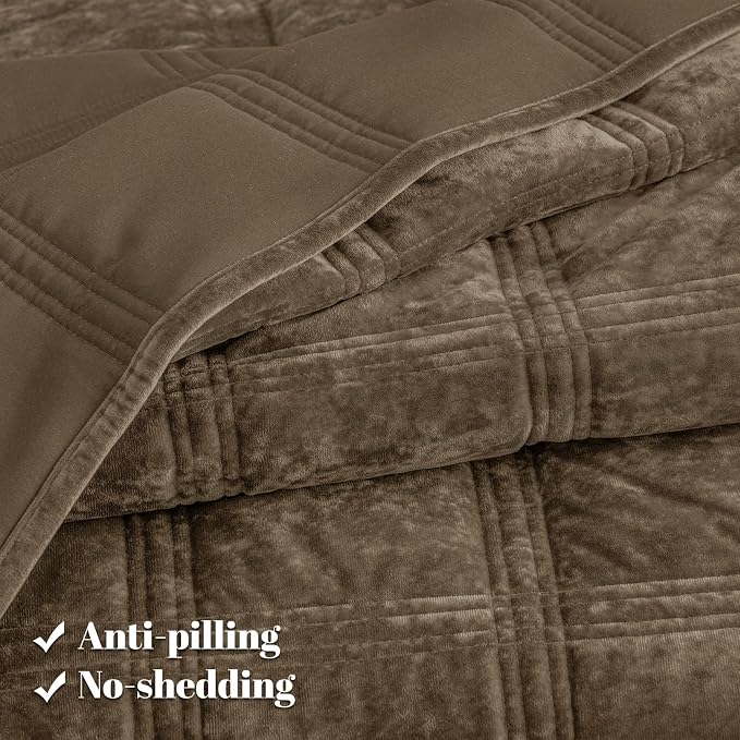 PHF Ultra Soft Velvet Quilt Set King Size – 3PCS Luxurious Cozy Quilted Comforter Alternative with Diamond Pattern, Warm Quilted Bedspread Coverlet, 108" x 92", Cub