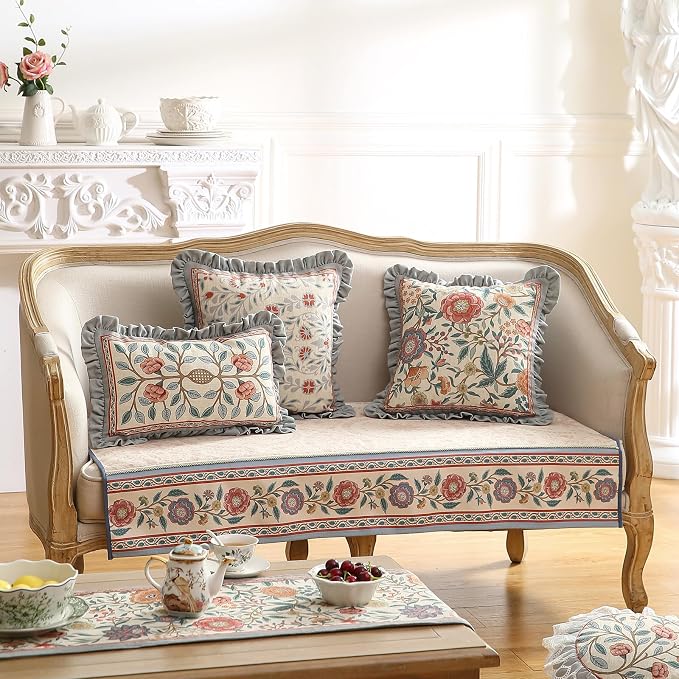 bilin gaier Orange Throw Pillow Covers,Cottage Rustic with Blooming Floral Pattern Linen Pillowcases,Decor Lumbar Pillows Cushion Covers for Couch Sofa Bed Chair Car,12x20 Inches