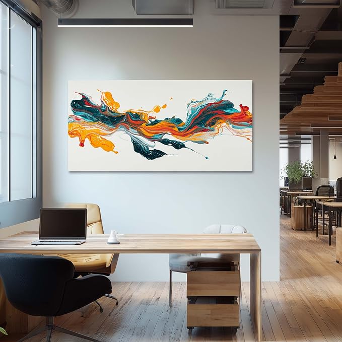 Ggaafet Colorful Abstract Wall Art for Living Room Canvas Painting Prints Pigment Liquid Art Deco Modern Artwork Office Bedroom Family Room Decor Large