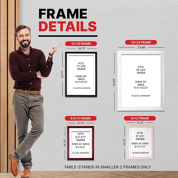 Dynamic Frames Li’l Davinci Art Cabinet, Stores up to 50 Pieces of 18 x 24 inch Art, Outer Wooden Frame Dimensions 20.88 x 26.88 inches, Kids Art Frame, Front Opening, Universal Hanging, Natural