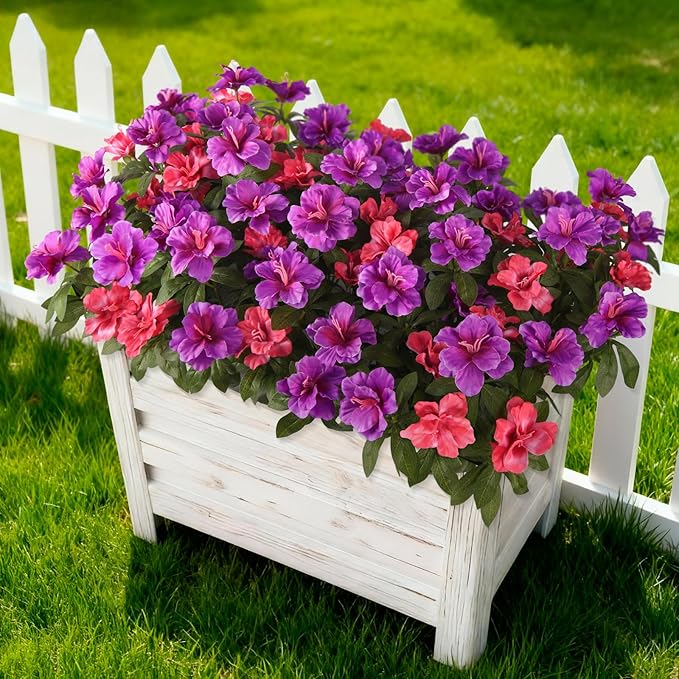 Hommyea Artificial Fake Flowers for Outdoor, 8 Bundles Faux Plants Silk Flowers Spring Decoration UV Resistant No Fade Plastic Flowers for Outside Planters Home Porch Patio Yard Garden Decor