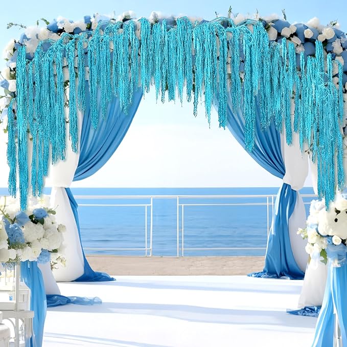 Suncalla 12 Pcs Blue Spring Natural Dried Amaranthus Hanging Flowers Amaranthus Artificial Flowers for Wedding Arch Bouquet Floral Garland Wall Home Decoration (23 Inch)