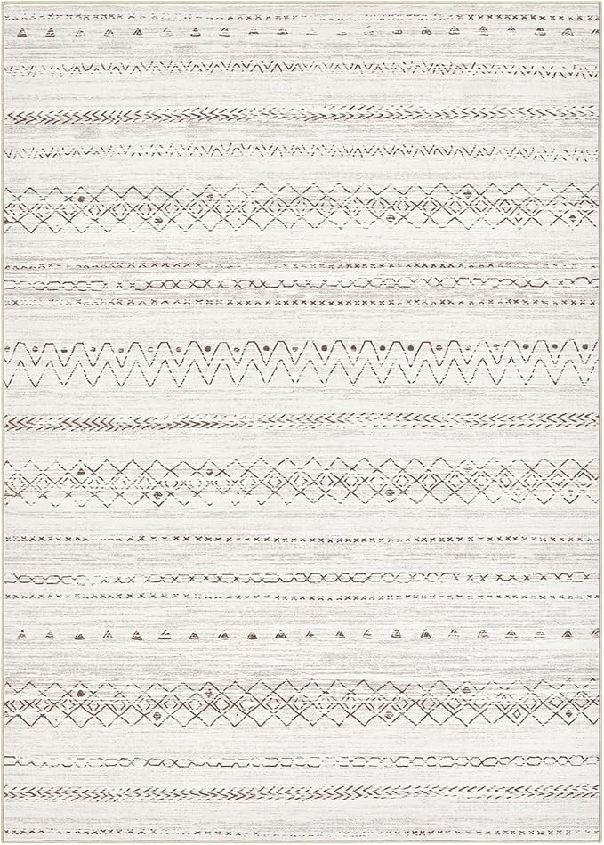 cotiled 7x9 Area Rug Living Room: Washable Boho Rugs with Non Slip Backing Large Soft Indoor Stain Resistant Carpet for Bedroom Farmhouse Dining Room Lightweight Home Decor Brown