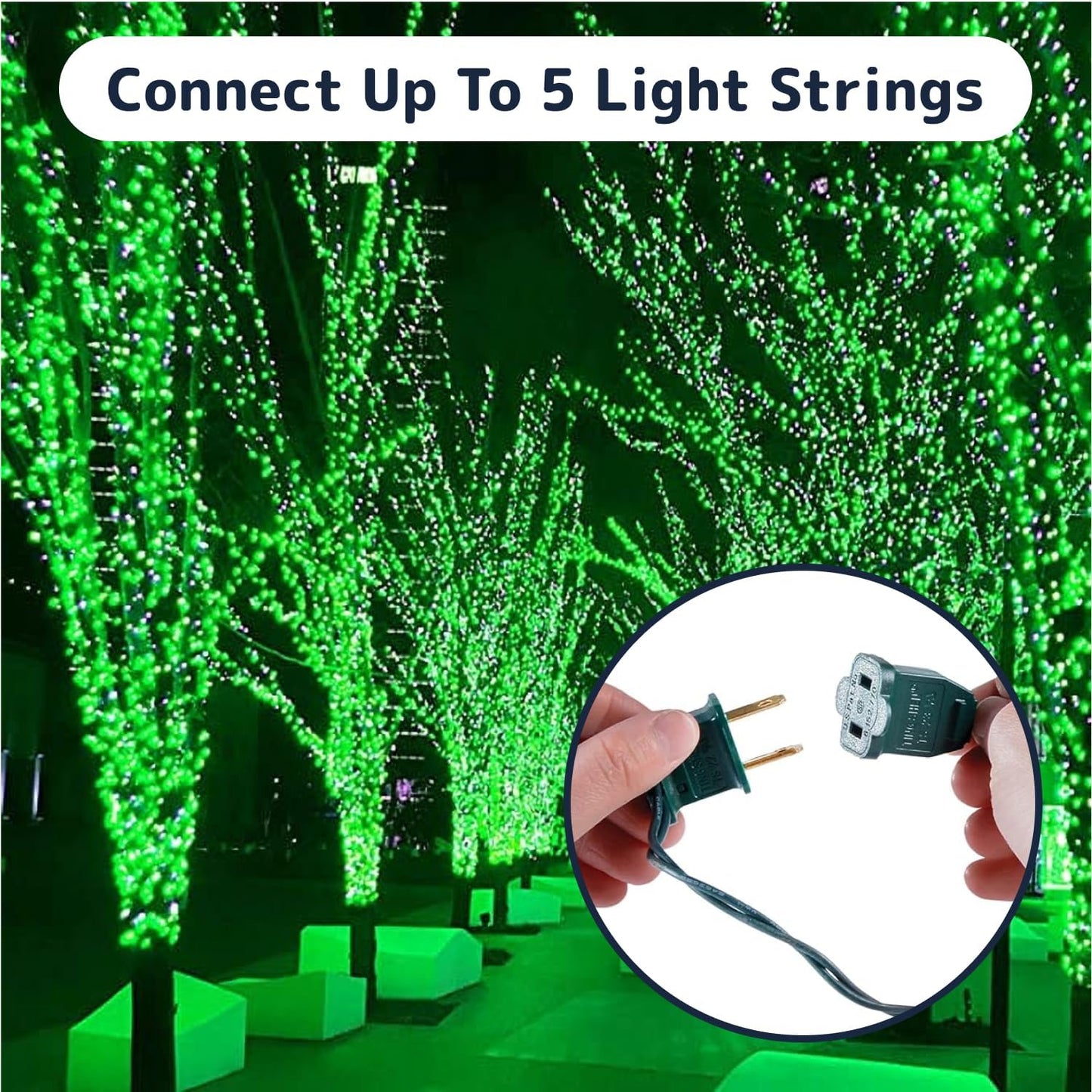 PREXTEX 100 Count Green Christmas Lights - 20 ft Warm Twinkle String Lights with Green Wire for Indoor and Outdoor Holiday Decor, Christmas Trees, Patios and More