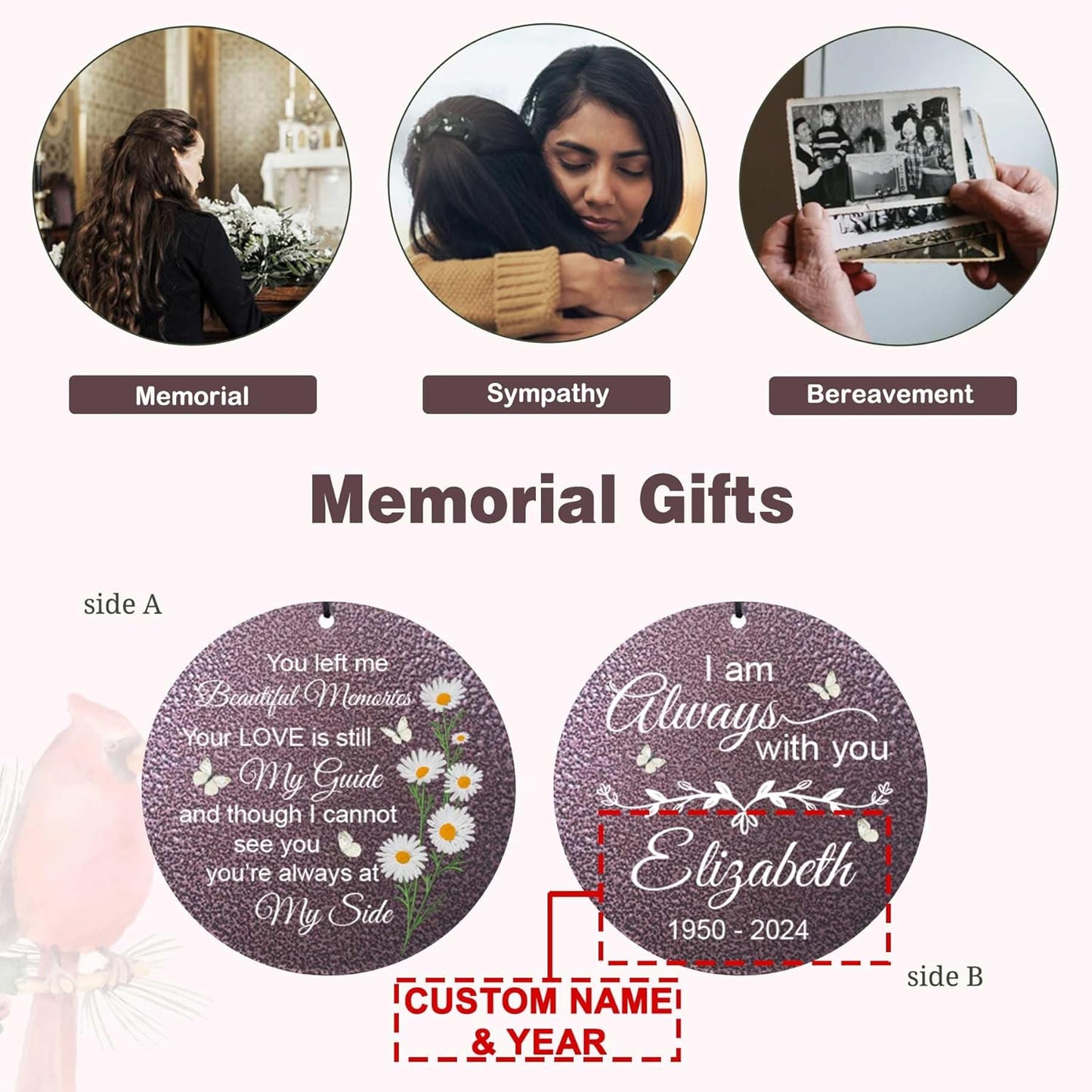 ASTARIN 36" Large Deep Tone Personalized Sympathy Wind Chimes, Memorial Wind Chime for Loss of Mother Father Loved One, Bereavement Gifts Decor Outdoor Patio Garden Graveyard