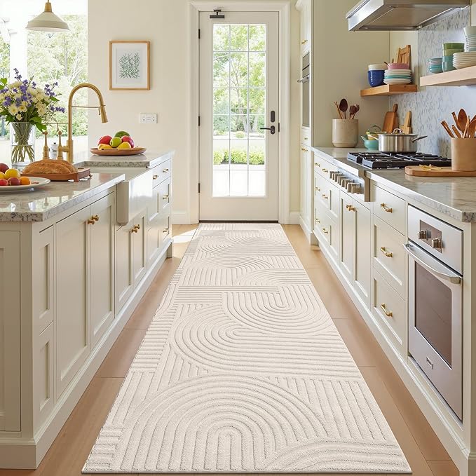 Pauwer 3x10 Washable Area Rugs for Living Room Modern Beige Solid Color Soft Fluffy Rugs for Bedroom Non Slip Boho Accent Indoor Mat Floor Carpet Cover for Kids Dining Room Kitchen Office