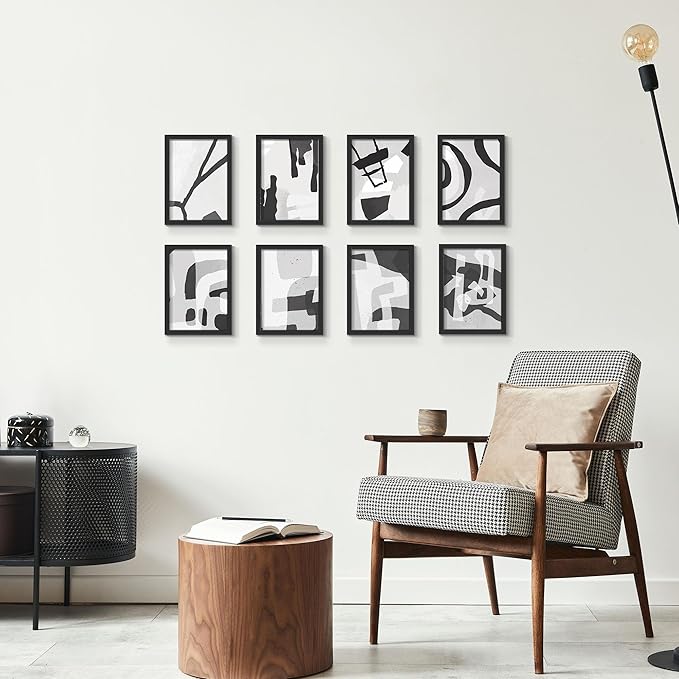 Picrit 5x7 Picture Frame Set of 12, Wall Gallery 5 x 7 Photo Frames without Mat, Multi Photo Display for Home Decor, Black