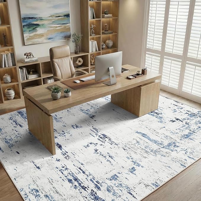 6x9 Abstract Area Rug, Washable Soft Low Pile Non Slip Accent Rug for Living Room, Bedroom, Dining Room, Modern Neutral Indoor Carpet