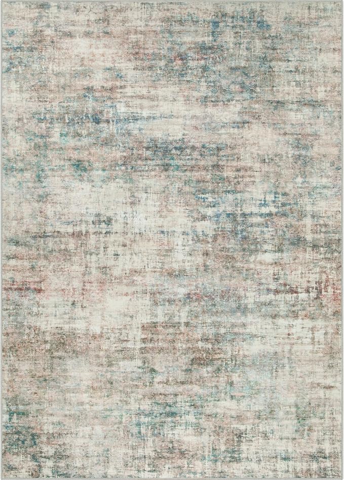 6x9 Area Rugs Washable Rug: Large Modern Abstract Living Room Rug Soft Anti-Skid Thin Carpet Indoor Floor Non-Shedding Carpets for Bedroom Dining Room Farmhouse Nursery Home Office Multi Color