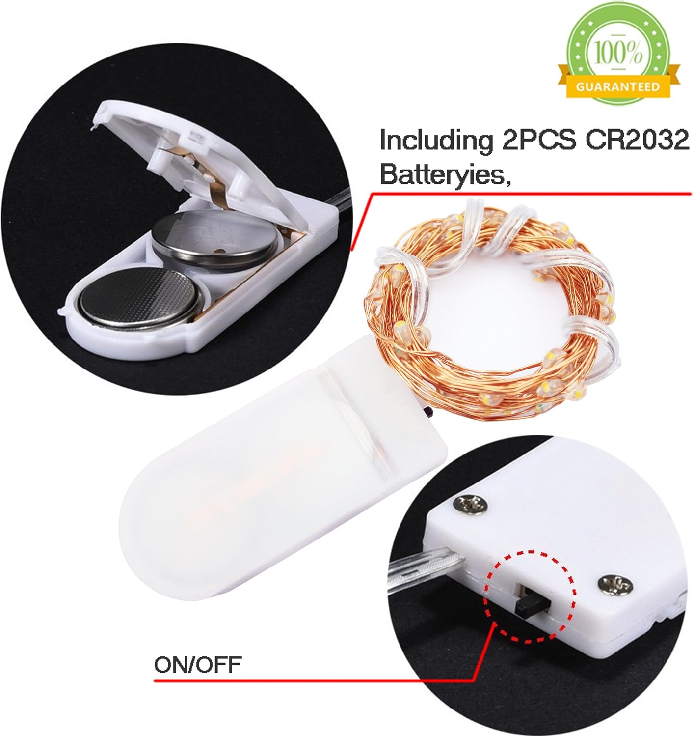 OakHaomie 6 Pack LED Starry String Lights 30 Micro Starry LEDs on 10ft Copper Wire,Fairy Lights Battery Powered by CR2032 Included,for DIY Wedding Centerpiece Table Decorations (Warm White)