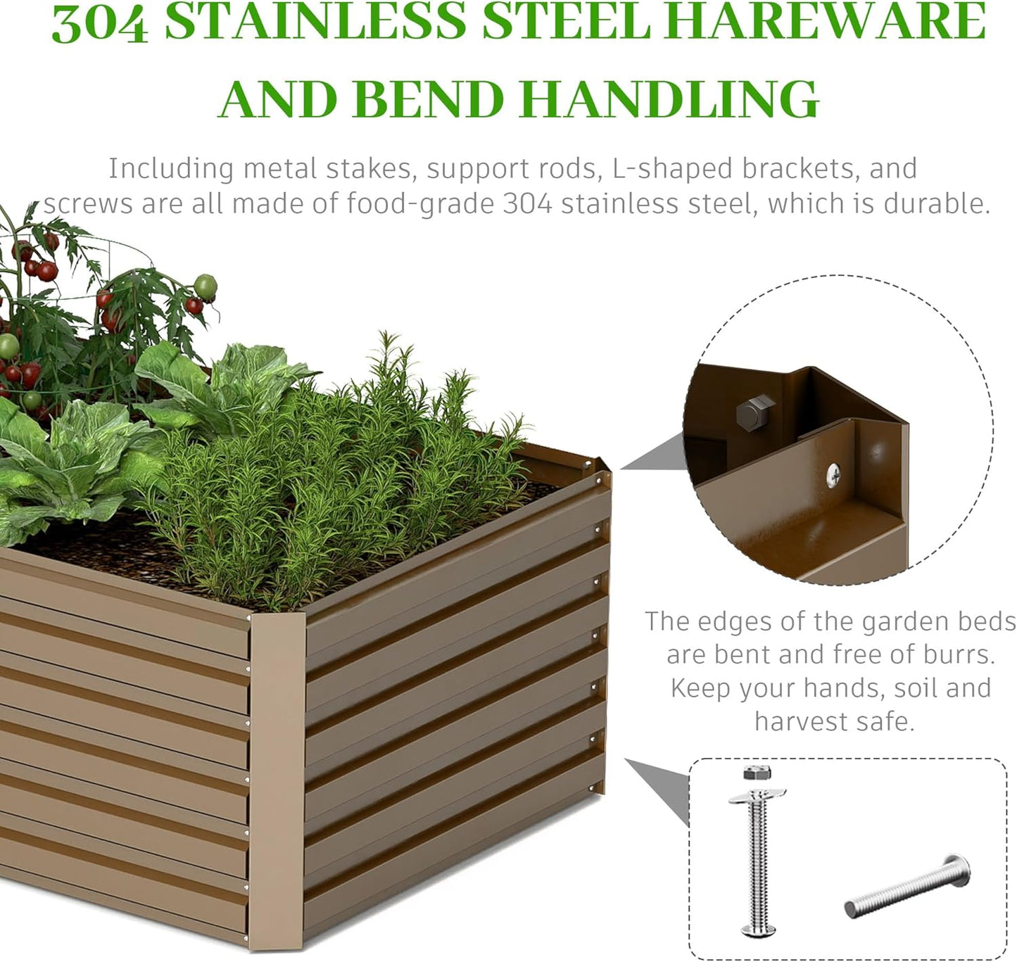 6x3x2 ft Raised Garden Bed, Large Metal Planter Raised Beds, Planters for Outdoor Plants for Vegetables, Flowers, Herbs, Fruits, and Succulents.(2 Pcs)