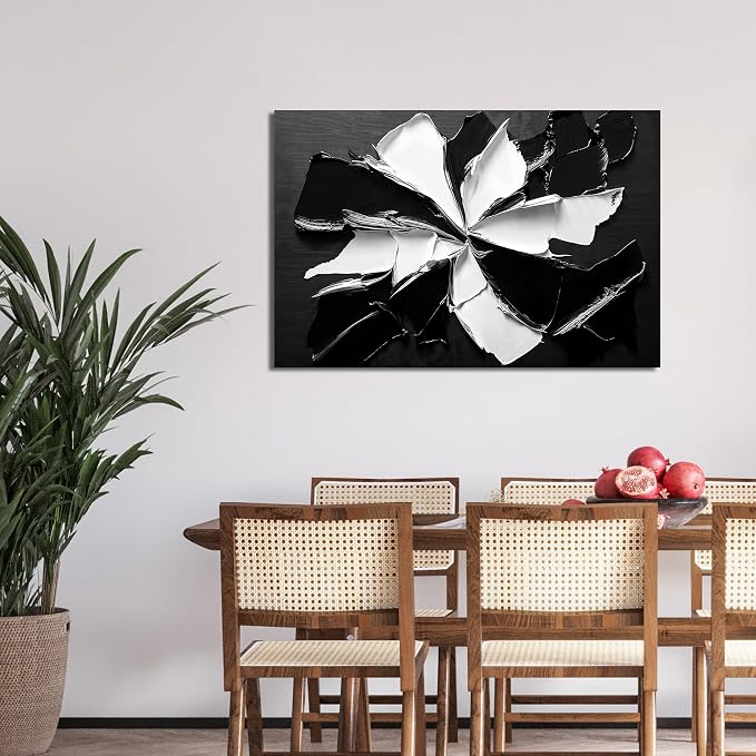 Abstract Wall Art Decor Modern Minimalist Wall Art Pictures for Living Room Black and White Wall Art Prints Abstract Canvas Art Wall Decor Flowers Artwork for Walls Office Home Decoration 32" X 48"