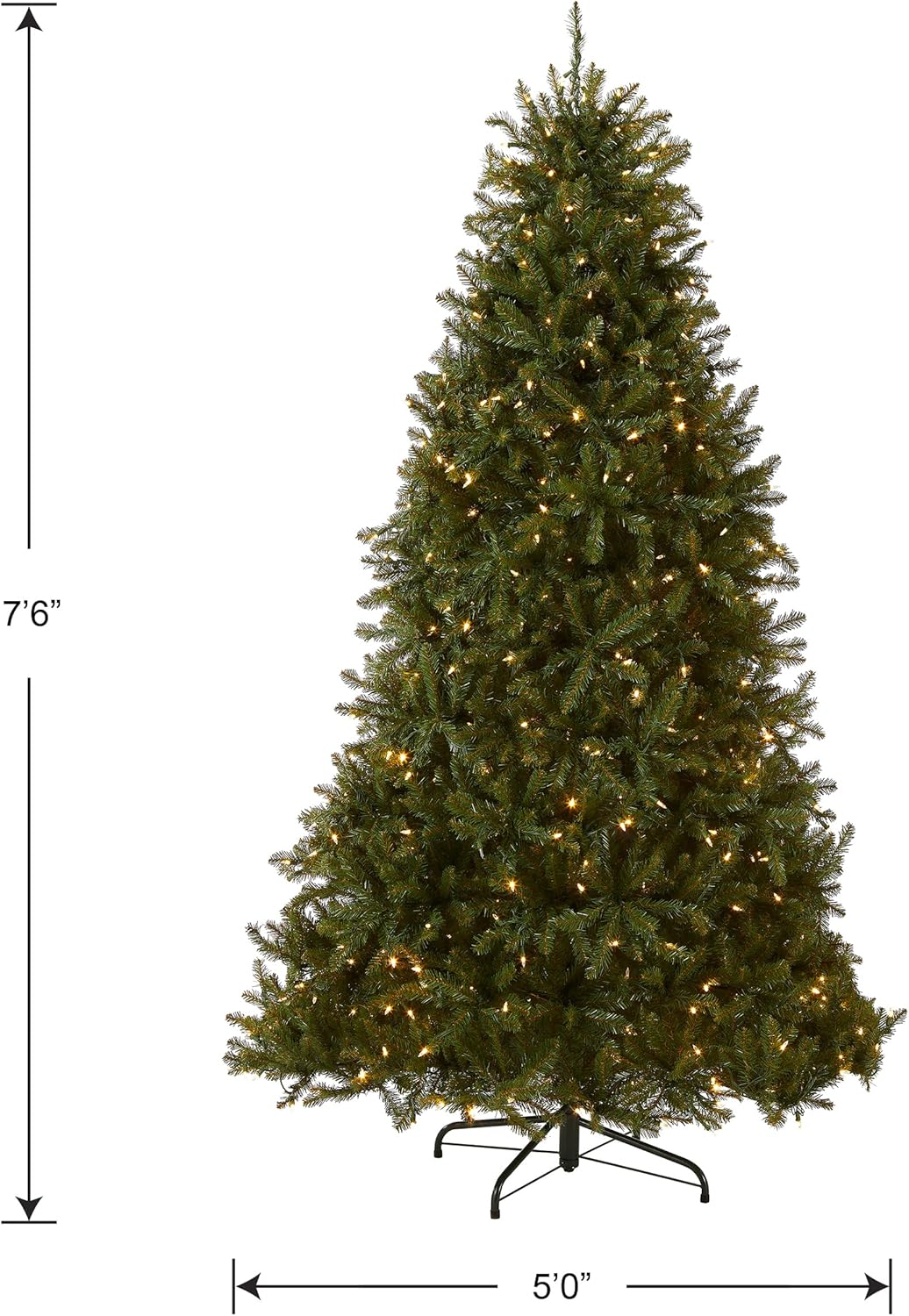 National Tree Company Pre-Lit Artificial Full Christmas Tree, Green, Dunhill Fir, Dual Color LED Lights, Includes PowerConnect and Stand, 7.5 Feet