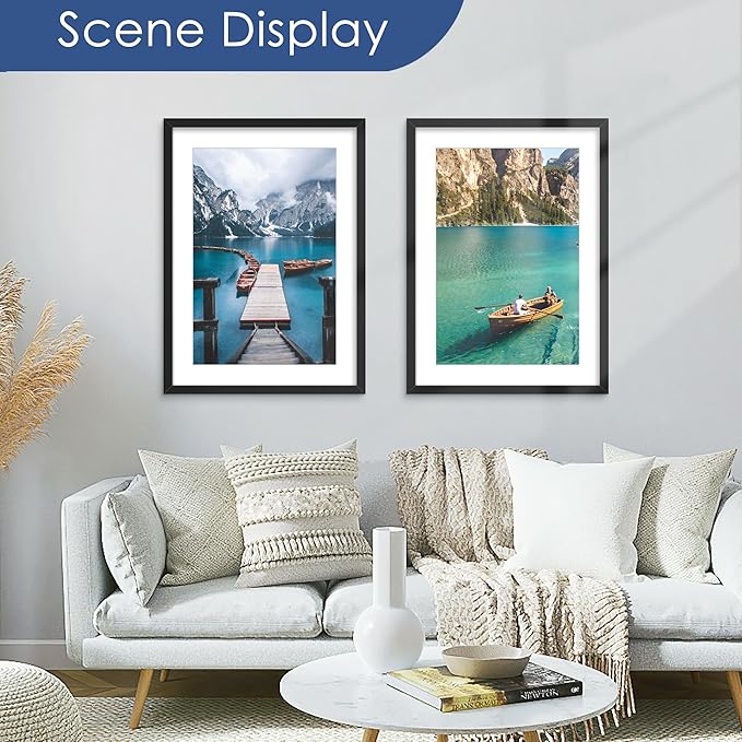 PEALSN 20x28 Picture Frame Set of 6, Display Pictures 16 x 24 with Mat or 20 x 28 without Mat for Wall Mounting or Table Top Display, Poster Frames Collage for Wall Decor, Black.