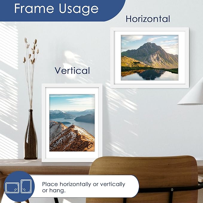 PEALSN 18x24 Poster Frame Set of 6, Display Pictures 16 x 20 with Mat or 18 x 24 without Mat for Wall Mounting Display, poster frames 18 x 24 for Wall Decor, White