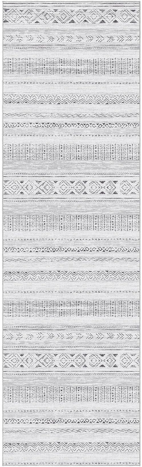 cotiled Hallway 2.6x8 Runner Rugs: Washable Boho Rugs with Non Slip Backing Large Soft Indoor Low Pile Carpet for Living Room Bedroom Farmhouse Dining Room Lightweight Home Decor Dark Grey