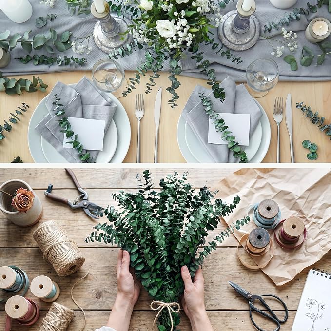 Knitgrip 180 Pcs Large Dried Eucalyptus Stems 17inch Natural Real Fresh Eucalyptus Branches for Shower Hanging Fresh Plant Greenery Leaves for Wedding Bathroom Vase Filler DIY Garland Decor
