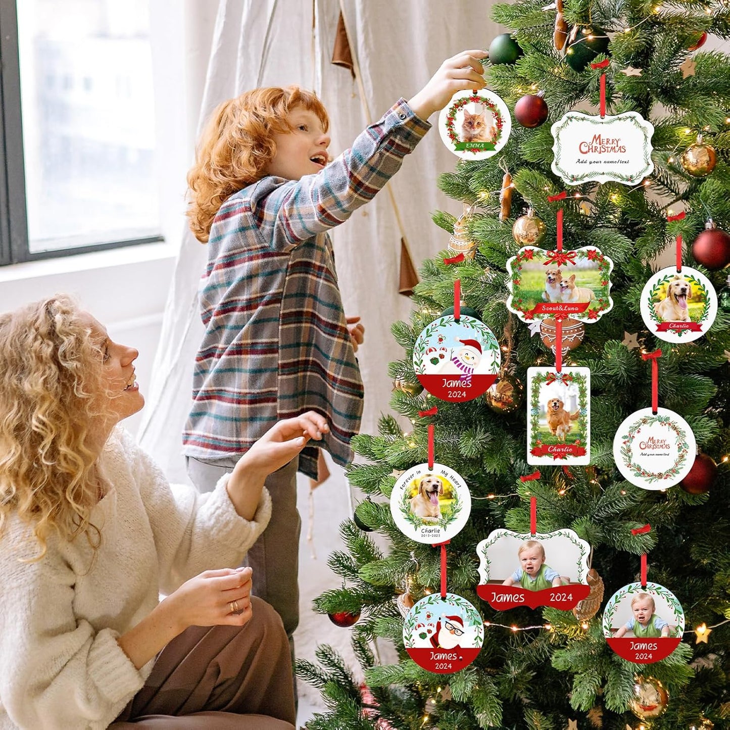 Personalized Christmas Ornament 2025 - Custom Dog Photo & Name, 1st Xmas Gift for Pet Lovers - Customized Dog Ornaments for Christmas Tree, Pet Memorial Gifts