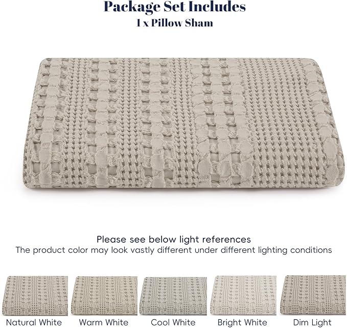 PHF 100% Cotton Waffle Body Pillowcase with Zipper, 1 Pack 20" x 54" Soft Skin-Friendly Pillow Sham, No Filling, Aesthetic Woven and Breathable Waffle Weave Body Pillow Cover for Bed, Pearl Gray
