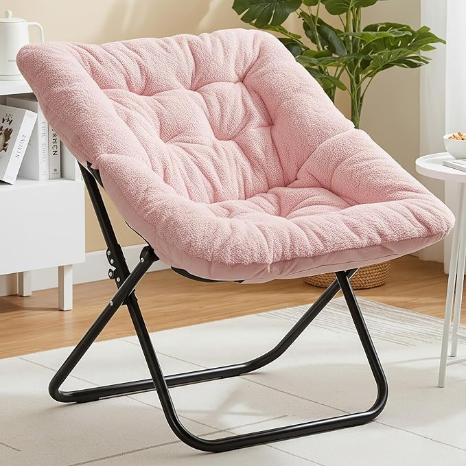 Sweetcrispy Comfy Chair for Adults, Foldable Living Room Chair, Soft Faux Fur Lounge for Bedroom Dorm Rooms, Comfortable Reading Chairs for Teens, X-Large