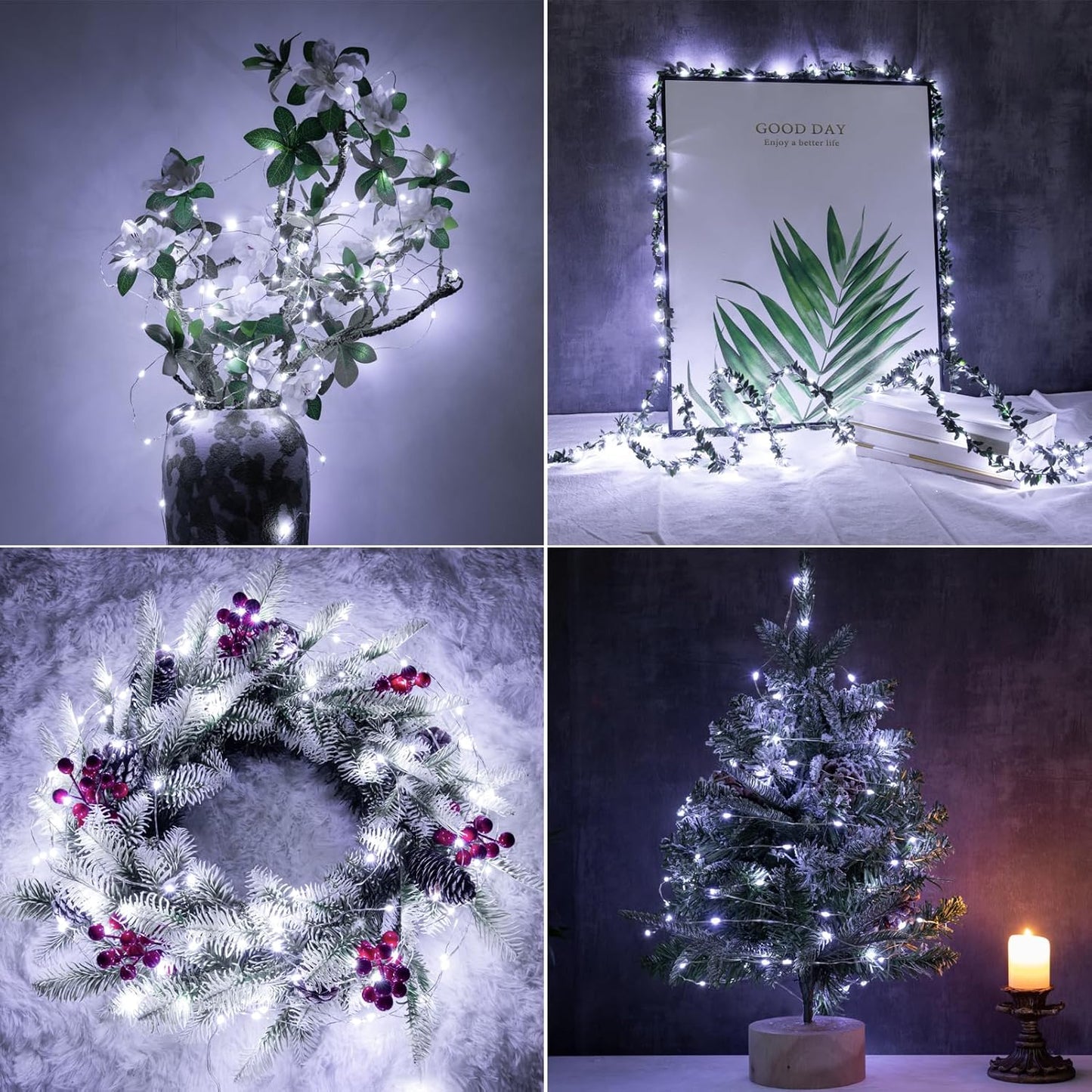 Solar String Lights for Outside,100FT 300 LEDs Solar Fairy Lights,Waterproof 8 Modes Button Outdoor String Light for Patio Garden Backyard Tree Wedding Christmas,Silver Wire,Cool White