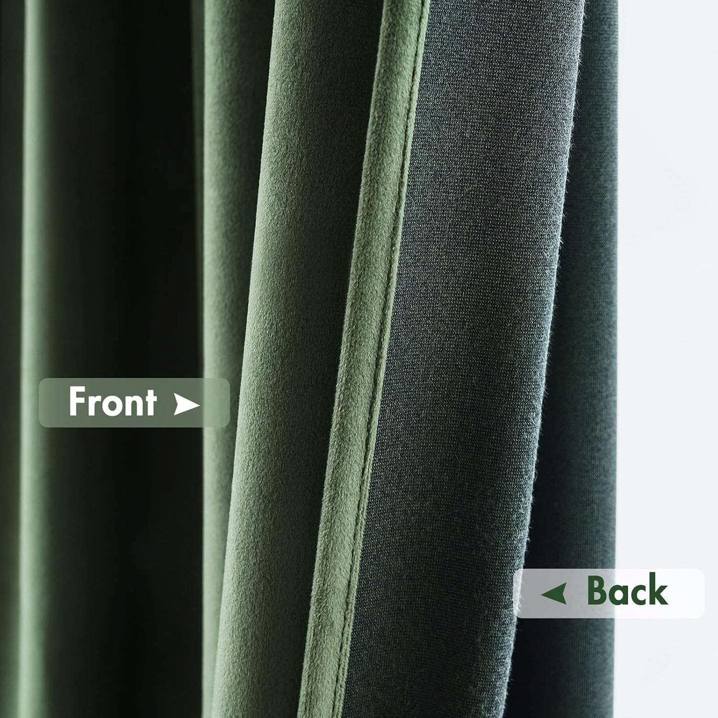 MIULEE Olive Green Velvet Curtains Thermal Insulated Blackout Curtain Drapes for Bedroom Living Room Darkening 90 Inches Long Curtains Panels Rod Pocket Set of 2