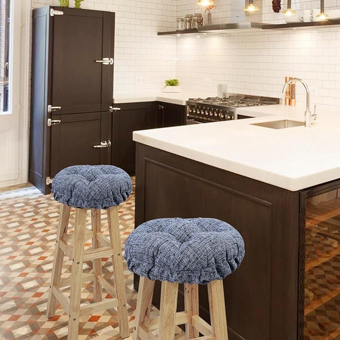 SINOSSO Modern Bar Stool Cushion Dia.14, Fashion Interweaving Design Anti-Skid Silicone Round Stool Seat Cushion Cover Padded (Blue, L,1)