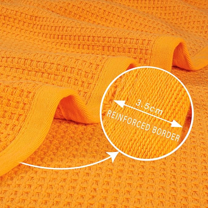 TreeWool Premium 100% Cotton Waffle Queen Blanket (90"x90", Mustard) | Breathable Lightweight Moisture Wicking Soft Knit Thermal Blanket for Summer, Bed or Sofa All-season Comfort Machine Washable