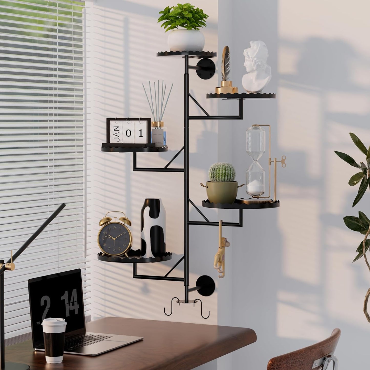 Rotating Wall Plant Shelves Versatile Window Plant Shelf for Indoor Plants Bathroom Living Room Use Wall Planter with Durable Metal Material 5 Pots