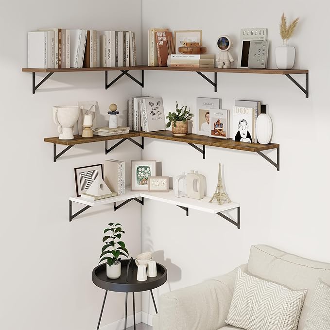 Axeman Deep Floating Shelves | 24 Inch Walnut Wall Shelves Set of 2 | 10 Inch Deep Wood Floating Shelves for Wall | 24" W x 10" D Walnut Shelves for Living Room Bathroom Kitchen