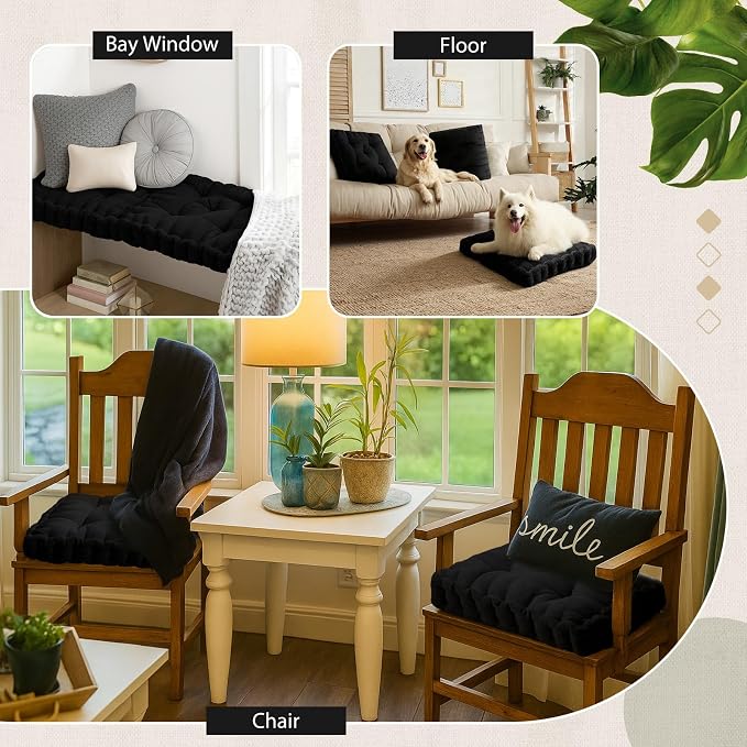 Jerify 4 Pcs Floor Pillow Cushions Large Round Square Large Meditation Floor Pillow for Classroom Adult Meditation Picnic Party Seating Learning Daycare School (Squares,Black)