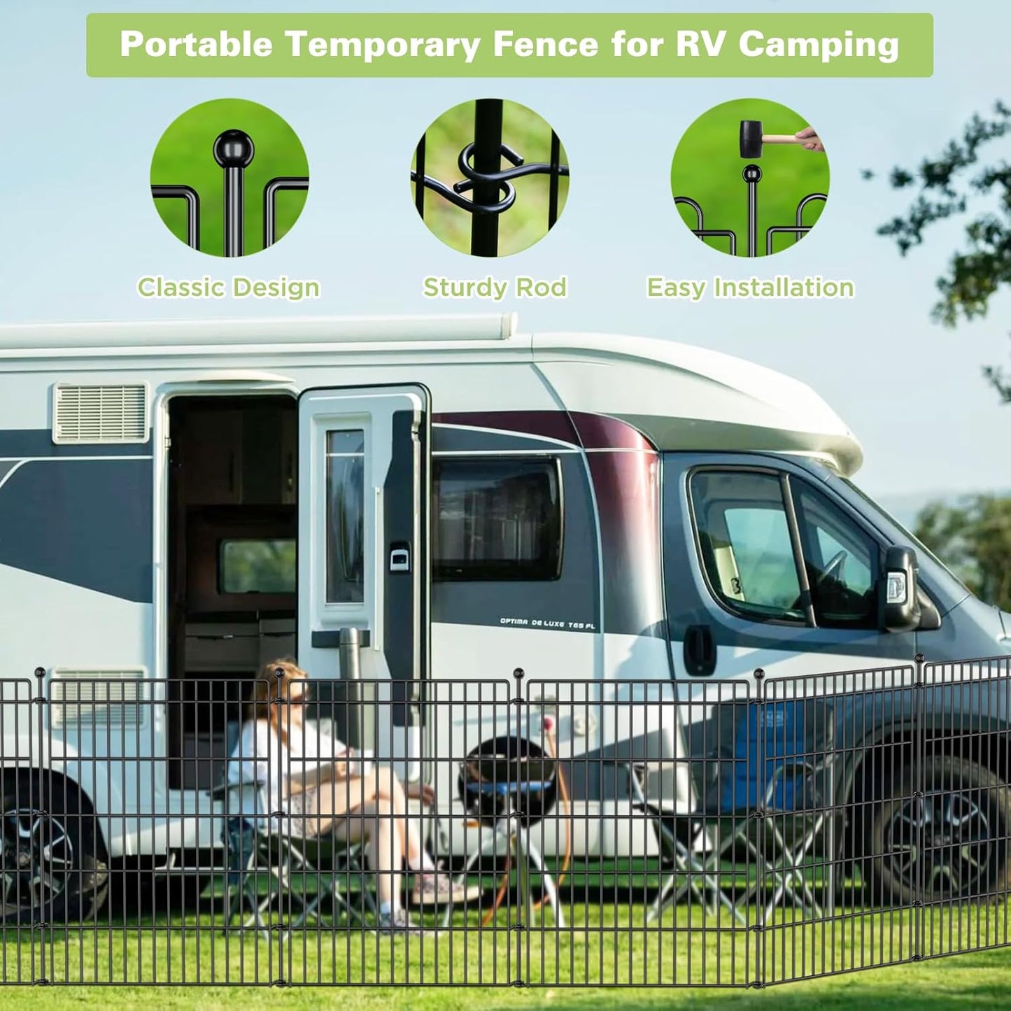 5 Panels No Dig Garden Fence Animal Barrier, 34in(H) × 11.25ft(L) Decorative Metal Outdoor Dog Fence, Rustproof Pet Fencing for Yard, Patio, Flower Bed -Temporary Fencing| Easy to Install