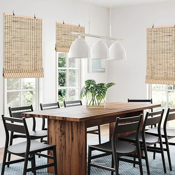 ALIMOO Cordless Bamboo Shade for Windows, Light Filtering Cord Free Bamboo Roll Up Blinds for Indoor Home Patio Porch 42" W x 72" H
